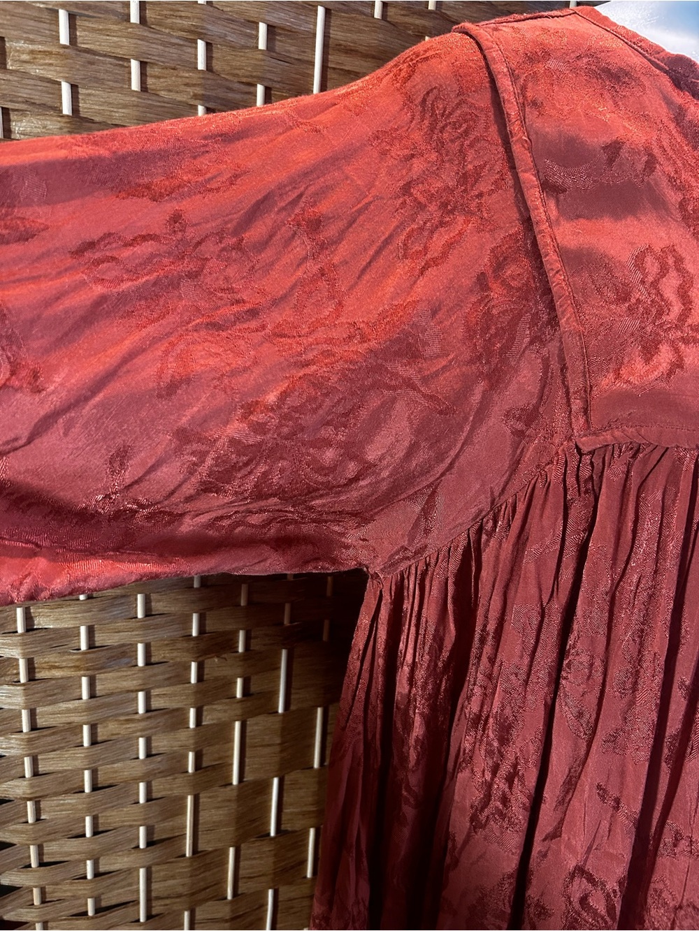 Natural Life Boho Babydoll Tunic Dress Burnt Orange Jacquard Peasant M - Picture 5 of 8